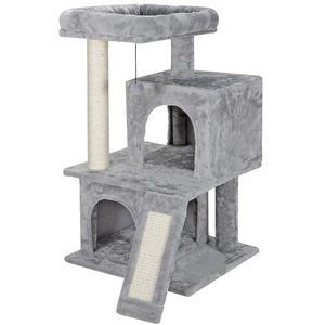 33.5 in Gray Cat Condo Play House, Size 17.7 x